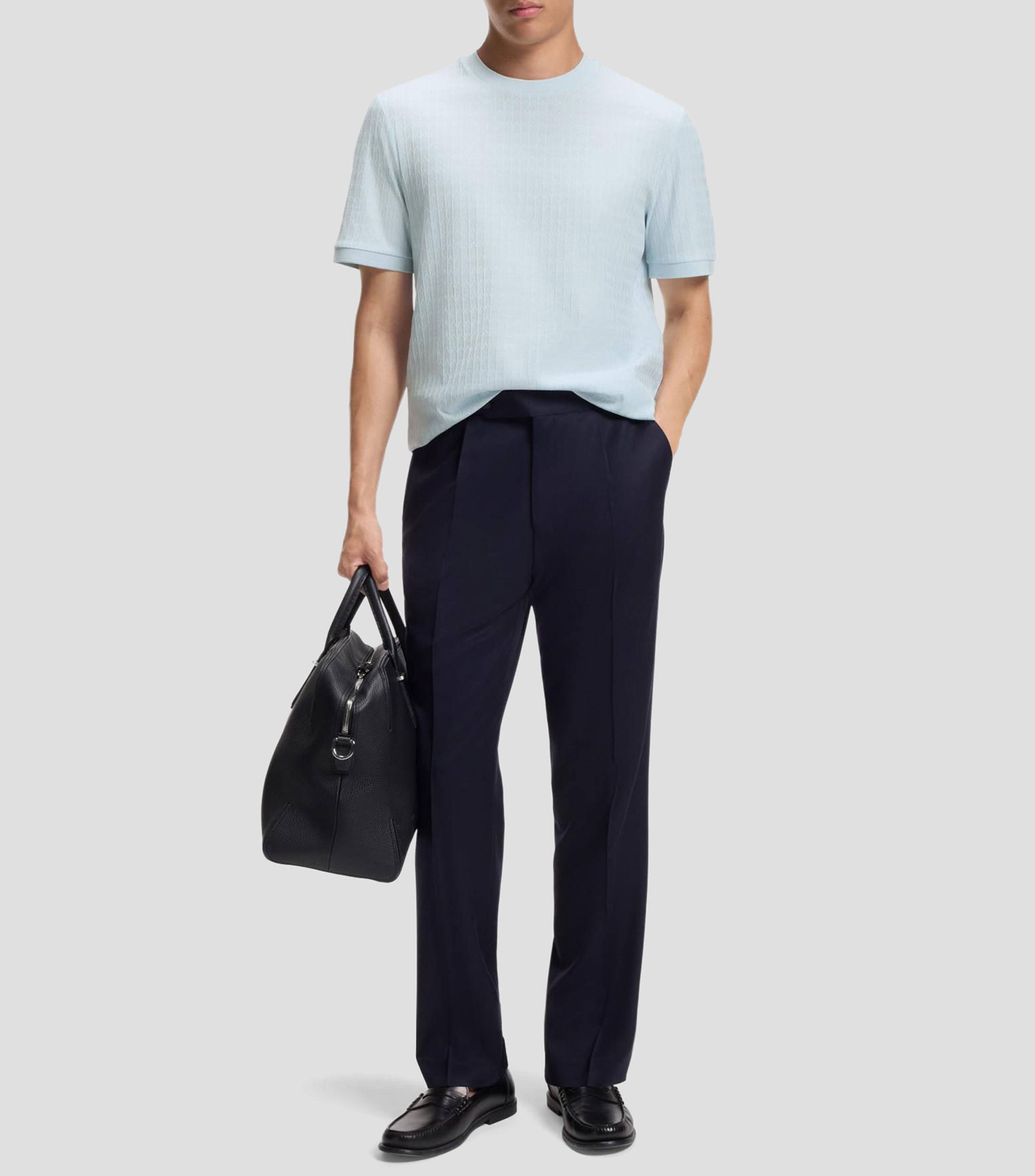 Playera de algodón con jacquard geométrico Hombre